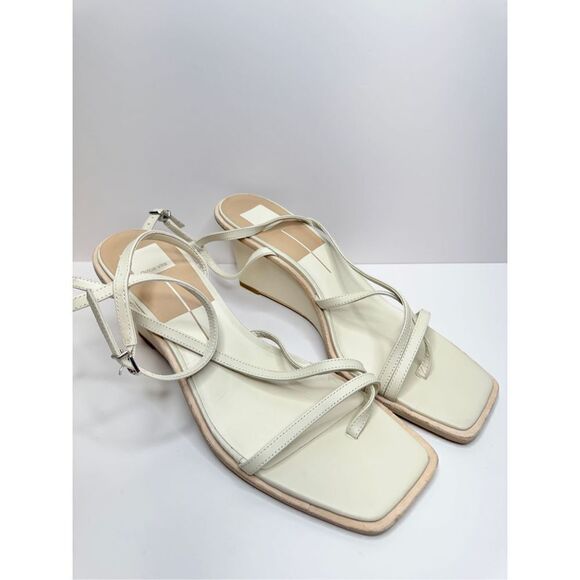 Dolce Vita Sandals‎ Ladies Size 11 Gemini Cream Square Toe Strappy Wedge Heel - Picture 3 of 8